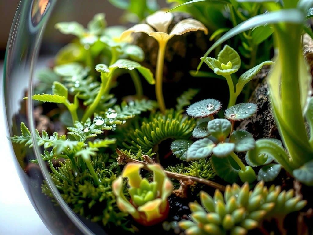 Ein gesundes, gedeihendes Mikro-Ökosystem in einem Glasbehälter